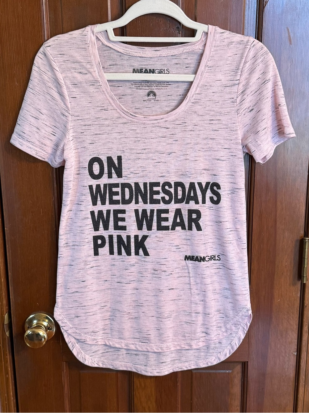 MEAN GIRLS Logo Tee in Pale Pink and Black
